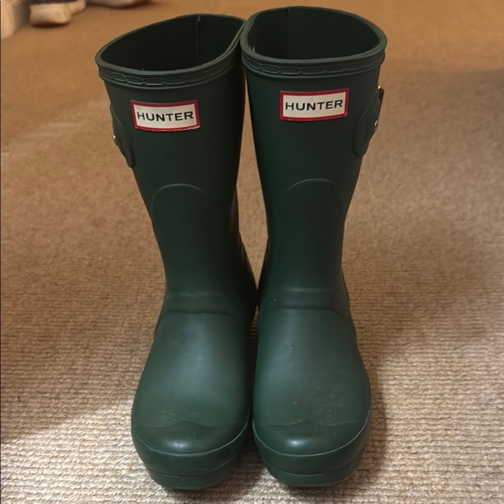 Hunter Green Wellington Rain Boots - Dark Green